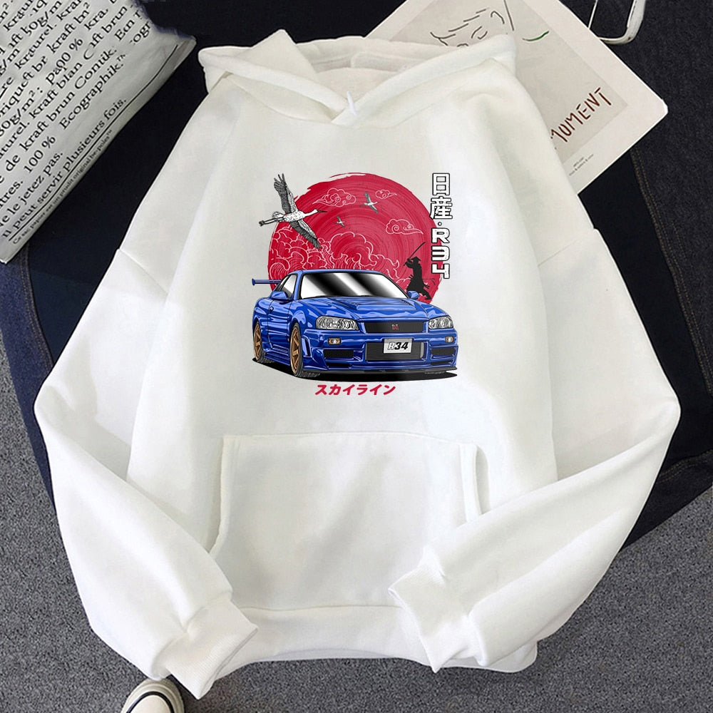 Hoodie Men for JDM Car Japanese Streetwear Casual