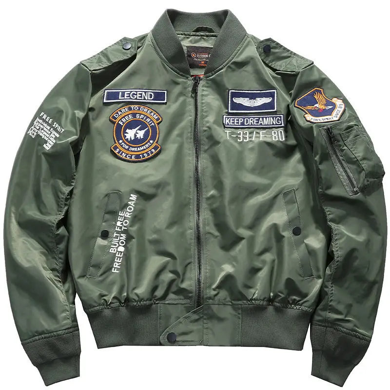 Men's Embroidered Bomber Jacket Air Force Aviation Workwear