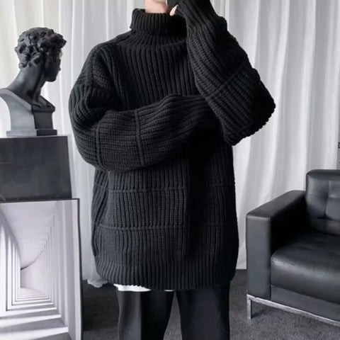 Men's Loose Fit Knit Sweater Thick Y2K Korean Pullover