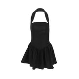 Summer Fashion Sleeveless Sexy Backless Halter A-Line Dress Slim Party