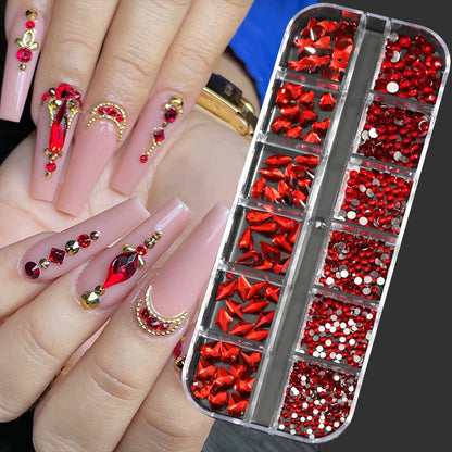 Pink Mixed Nail Rhinestone