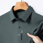 Solid Color Polo Shirt Breathable And Comfortable Elastic Top For Men