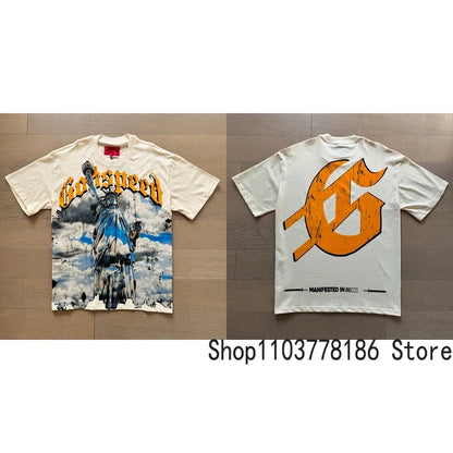 White Godspeed Tee Unisex Classic Holiday Scenery Print T-Shirt