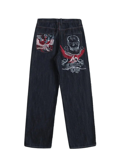 Y2k Goth Cargo Jeans: Loose Fit, Wide Trousers