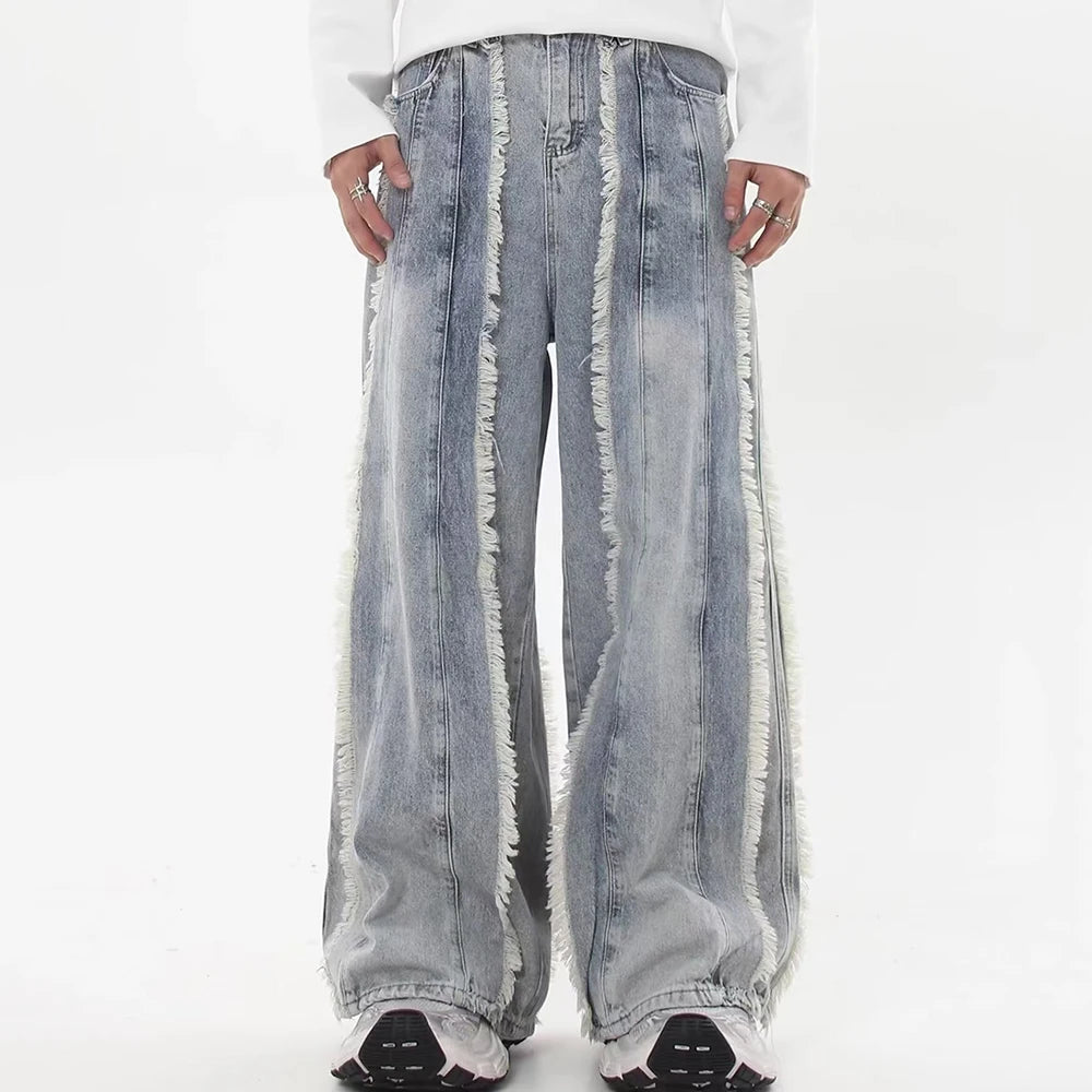 Women Vintage Baggy Striped Wide-Leg Jeans