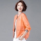 Jacket Women Daisy Embroidery Thin Casual Outerwear