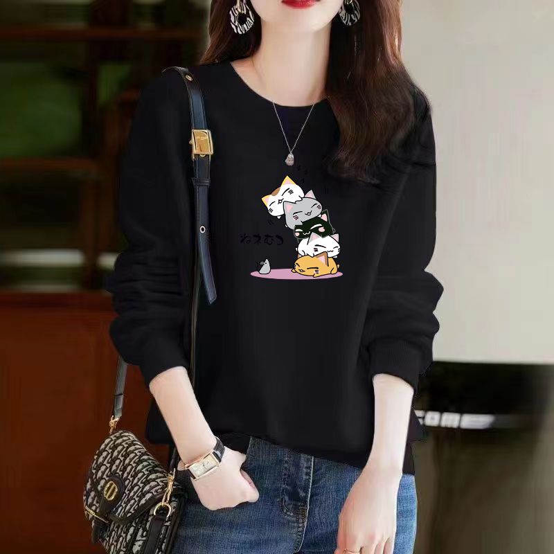 Cartoon Panda Cat Long Sleeve Female Sweatshirt Pullovers Casual