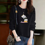 Cartoon Panda Cat Long Sleeve Female Sweatshirt Pullovers Casual