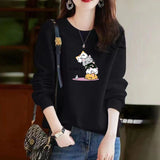 Cartoon Panda Katze Langarm weibliche Sweatshirt Pullover lässig