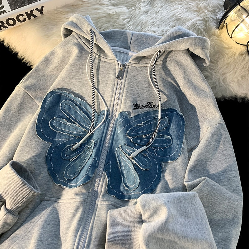 Hoodie Women Butterfly Hooded Coats Fashion Brand Female