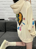 Übergroße Sweatshirt-Kapuzenpullover für Damen, Vintage-Stil, lustiges Pixel-Muster
