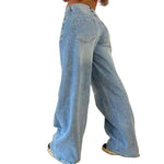 Vintage style Straight Jeans High Waist Casual Loose Denim Pants