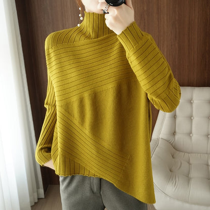 Sweater Turtleneck Cashmere Sweater Women Knitted Pullover Fashion Keep Warm  Loose Tops - xinnzy