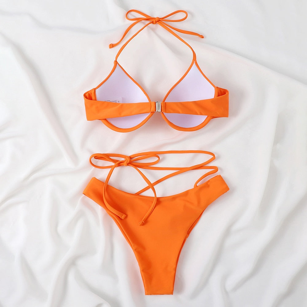 Bügel-Bikini-Set für Damen, Bademode, Strandmode