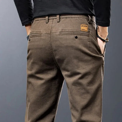 Mens Cotton Dress Pants Straight Fit Business Work Trousers Casual