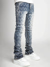 Men Pearl Detail Jeans Straight Leg Stretch Denim Pants Fashion