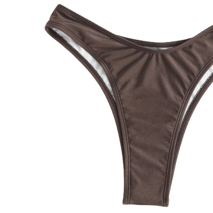 Bikini-Badeanzug für Damen, Bandeau-Badeanzüge, Schnürung vorne, hoher Schnitt