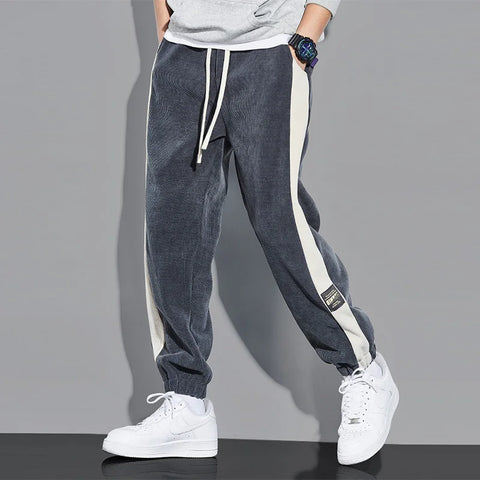 Vintage Patchwork Corduroy Men Streetwear Sweatpants