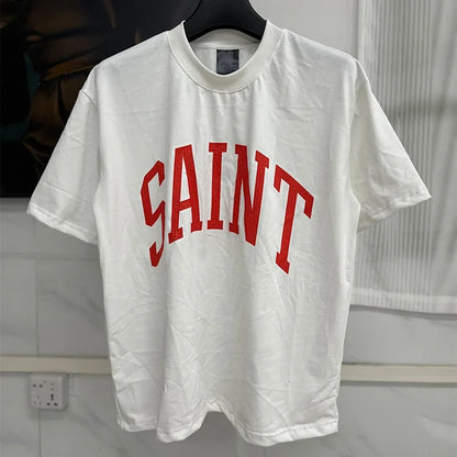 Vintage Washed Target Print T-Shirt Men Oversized Streetwear