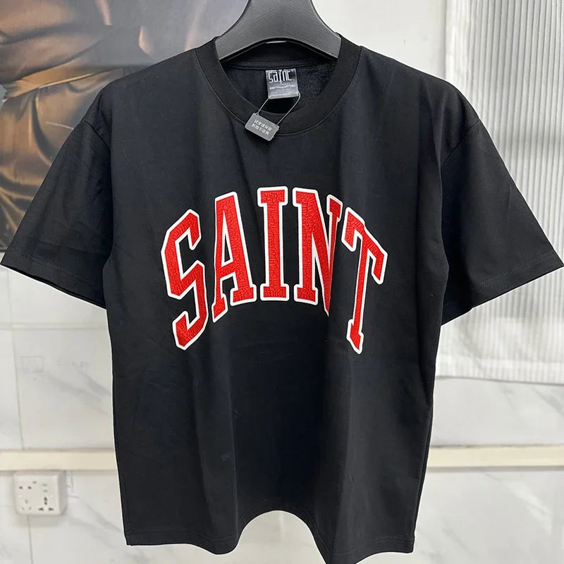 Vintage Washed Target Print T-Shirt Men Oversized Streetwear