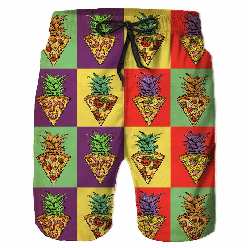 Colorful Graffiti Swim Trunks Men 80s 90s Street Style Pants