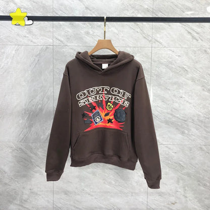 Casual Fashion Foam Print Hoodie Men High-Quality Cotton Hooded Pullover