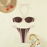 Micro Bikini Vintage Women Cross Neck Sexy Swimsuit Thong Brazilian