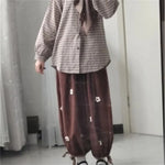 Women Vintage Cute Loose Trousers Girls Harajuku Sweatpants Sweet Flower