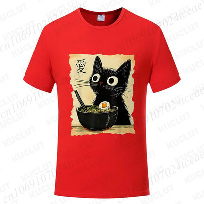 Kawaii Cat Ramen Japanese Anime T-Shirt