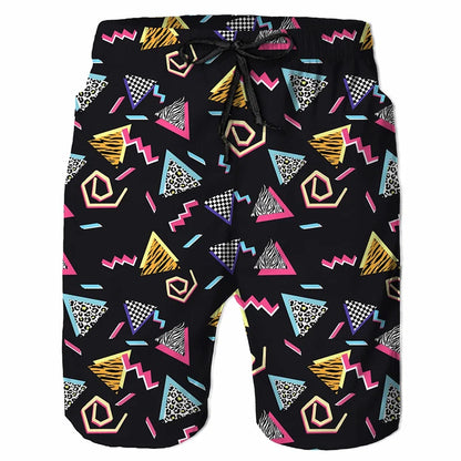 Colorful Graffiti Swim Trunks Men 80s 90s Street Style Pants