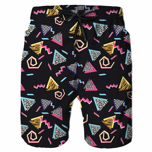 Colorful Graffiti Swim Trunks Men 80s 90s Street Style Pants