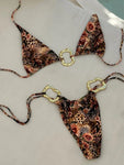 2024 Low Waist Sexy Swimsuits Swimwear Bikini Set Print Strappy Brazilian Thong Beachwear