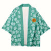Leaf Print Haori Kimono Cosplay Costume Men Green Japanese Traditional