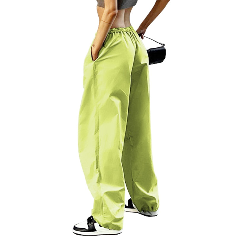 Cargohose Y2K Kordelzug Low Waist Joggers Hose weites Bein