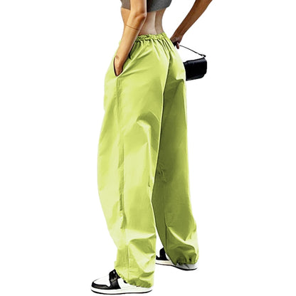 Cargo Pants Y2K Drawstring Low Waist Joggers Trousers Wide Leg