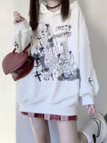 Harajuku Anime Hoodies Women Goth Streetwear Cartoon Print Y2k