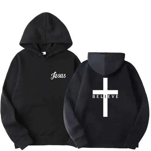 Men's Believe Cross Jesus Hoodie