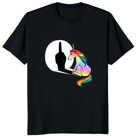 Unicorn Middle Finger Fxk T Shirt Women Printed