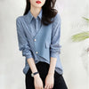 Womens Button Shirt Layered Look Letter Print Long Sleeve Blouse