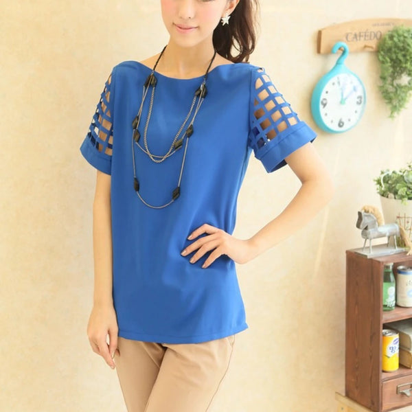 Off Shoulder Blouse Women Hollow Sleeve Summer Loose Top