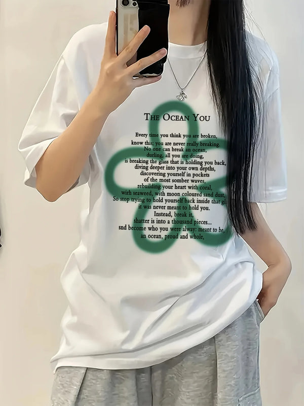 Y2k Black Letter Print T-Shirt Women Sweet & Spicy Style Summer Streetwear