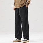 Autumn Winter Stripe Pants Elastic Waist Drawstring Straight