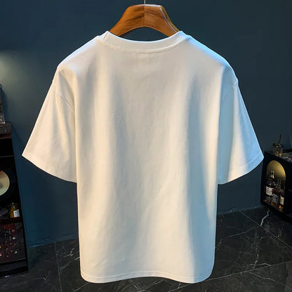 High-End Men’s Summer Embroidered T-shirt Trendy Loose Breathable Top