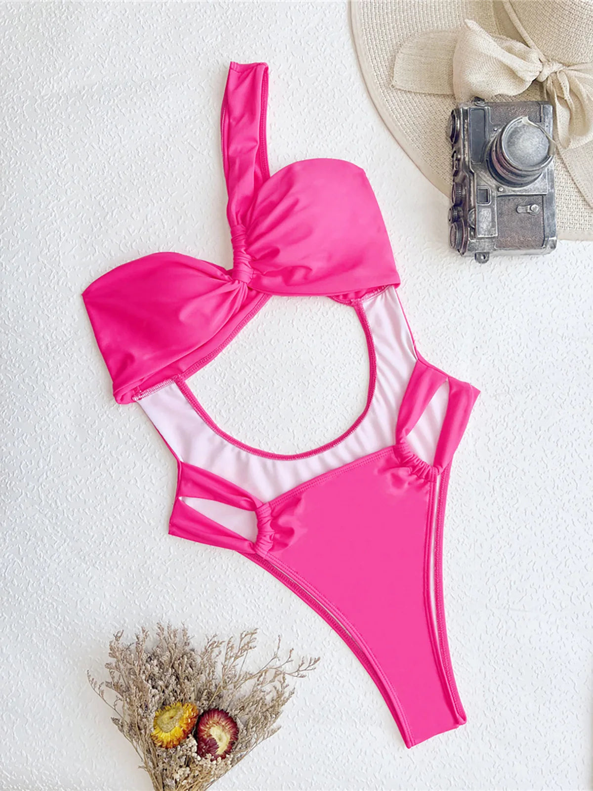 2024 Sexy One Shoulder Backless Swimsuit: Padded One-Piece