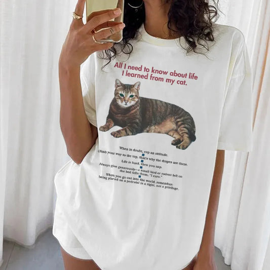 Women Cat Funny Quotes Graphic T-Shirts