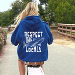 Respect The Locals Hoodie Surfing Hoodie Save The Shark Unisex Pullover