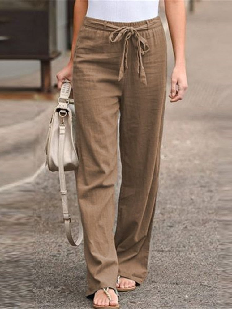 Wide-Leg Pants Elastic Waist Minimalist Style