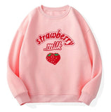 Women Sweatshirts Harajuku Strawberry Pink Korean Style