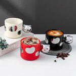 Plating Cute Love Cat Handle Coffee Mug Office Ceramic Mug Cartoon Animal Cat Teacup
