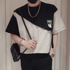 Fake Two-piece T-shirt Men's Spliced striped Short-sleeved Men's